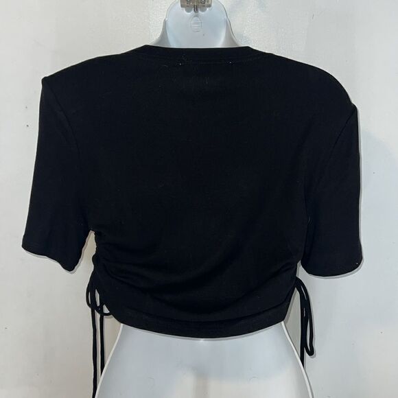 ASTR THE LABEL Black Cinch Side Short Sleeve Blouse-S - Picture 4 of 6